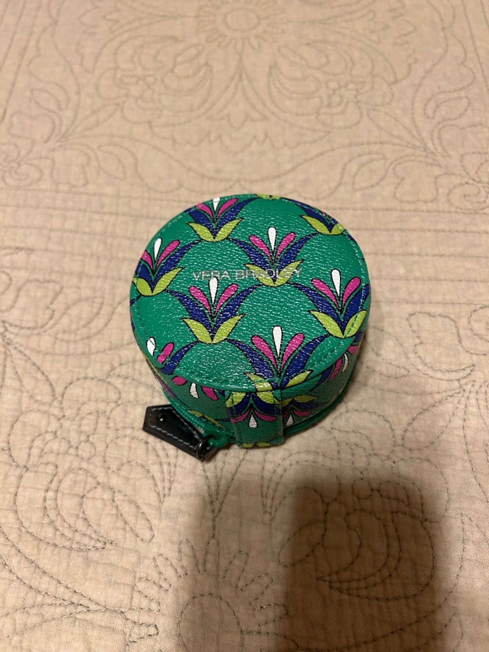 Vera Bradley Round Leather Zip Jewelry Case